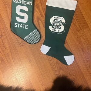 Two Michigan State Green Christmas Stockings
